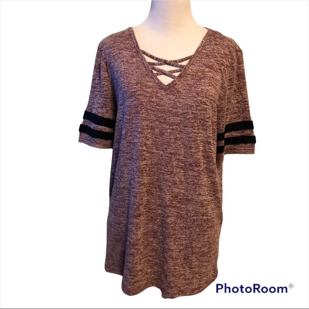 Flirtitude active top shirt Size medium criss cross neck line